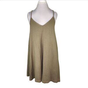 Lou & Grey Olive Green Spaghetti Strap A Line Mini Dress Size Large